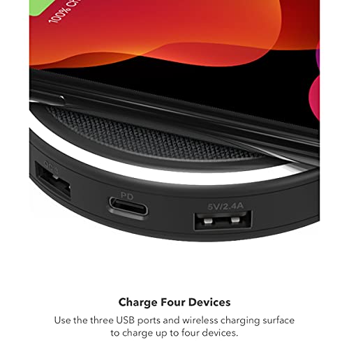 Halo Wireless Hub Universal Wireless Charging hub with USBA and USB