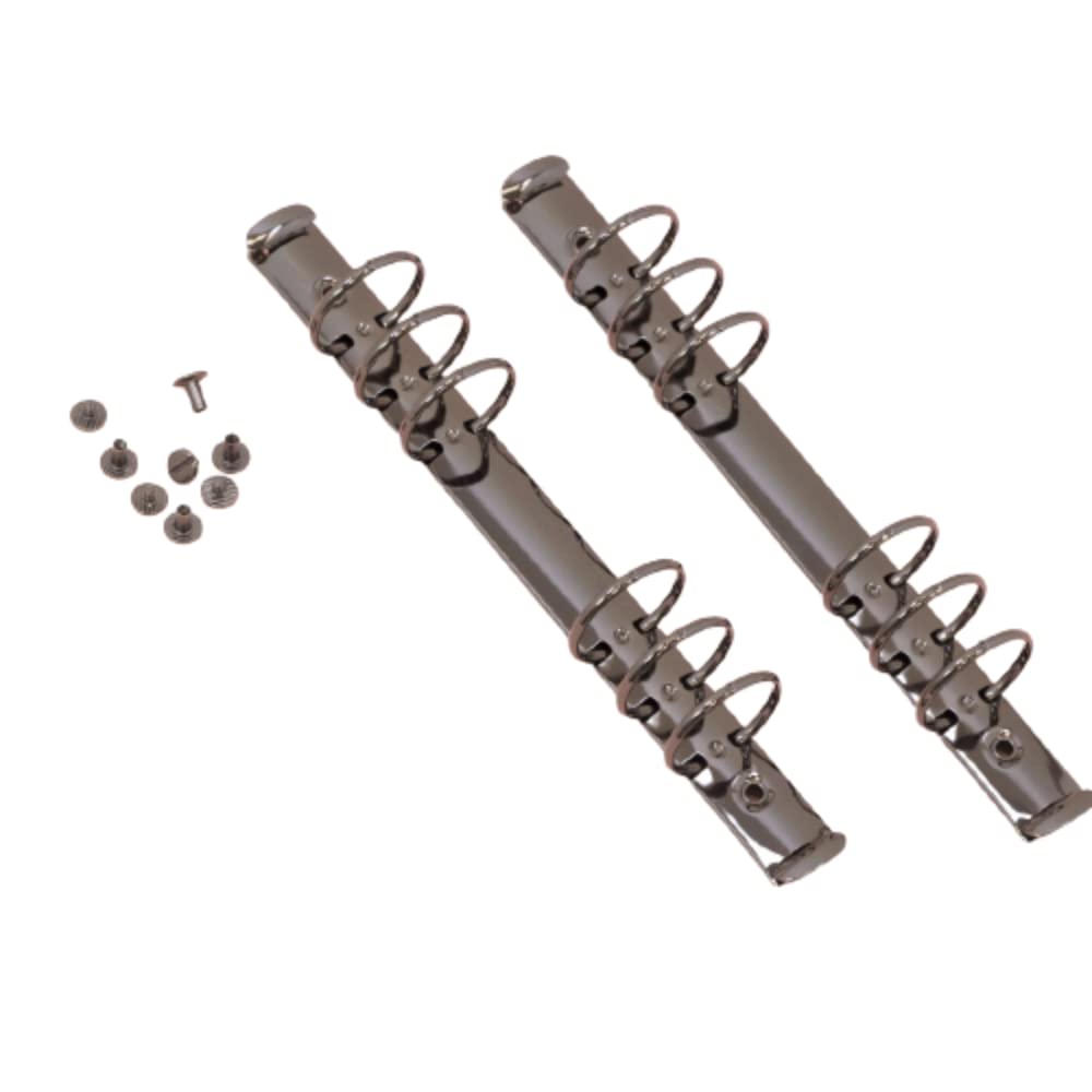 Craftelier - Kit of 2 Mechanisms for 6 Ring Binders | Size Approx. 22,7 cm (8.94") - Ring Diameter 3,3 cm (1.30") - Distance Between Rings 1,9 cm (0.75") | Includes 8 Fixing Brads | Black Colour