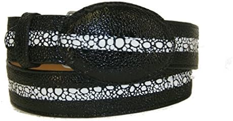 Men' Belt Stingray Cut Design Embossed Leather Cowboy Western Black (38)