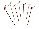 4.7" Bamboo Cocktail Picks With With A Knot includes 300 Assorted Red And Wood Color Decorative Bamboo Knotted Cocktail Skewers