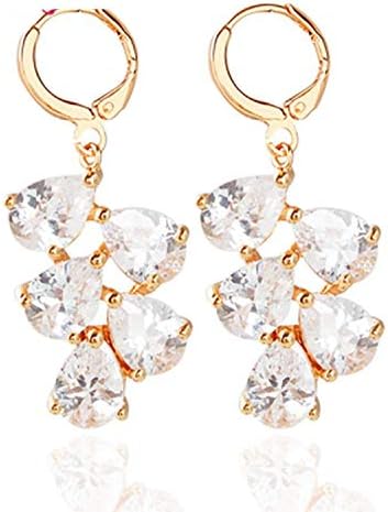 White Zircon Crystal Earrings Bowknot Style Women Gold Color Jewelry