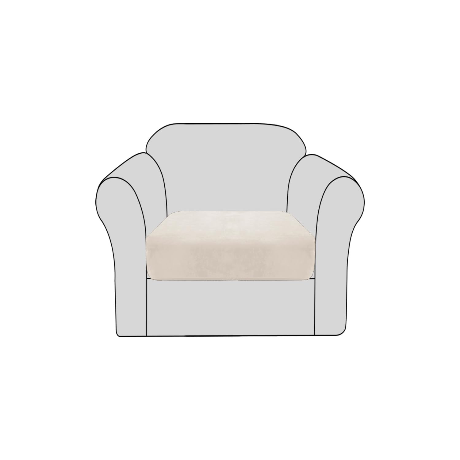 BellaHills Velvet Stretch Sofa Seat Cushion Covers Couch Cushion Covers Modular Seat Covers Furniture Protector Sofa Seat Cover with Elastic Bottom(1 Piece, Ivory)
