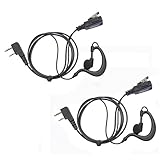 2 x Coodio Kenwood 2 Way Radio Earpiece 2 Pin G-Shape Police Security Headset inline PTT Mic Microphone Earphone For 2-Pin Kenwood Jack Handheld Walkie Talkie Two Way Radio