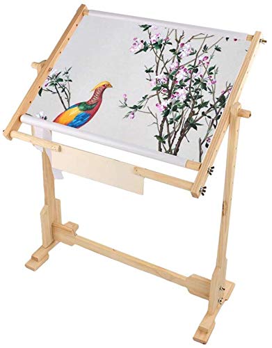 Large Cross Stitch Stand, 360 Adjustable Thick Hardened Wood Tapestry Frame, Sturdy Cross Stitch Frame, Floor Tapestry Frame