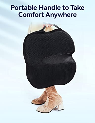 Travel Ease Memory Foam Coccyx Orthopedic Gel Seat Cushion, Seat Cushion for Lower Back Pain and Sciatica Tailbone Pain Relief – Fit for Office Chair, Car Seat, Wheelchair (Black)
