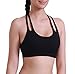 QUEENIEKE Women's Light Support Double-T Back Wirefree Pad Yoga Sports Bra Size M Color Black Pro