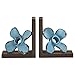Amazon Brand – Stone & Beam Vintage Iron Windmill Decor Bookends - Set of 2, 6.25 Inch, Blue and Dark Wood