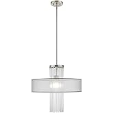Livex Lighting 42804-91 Alexis - One Light Chandelier, Brushed Nickel Finish with Translucent Gray Fabric Shade with Clear Ro