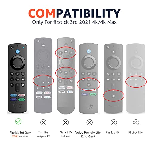 WEVOVE [3 Pack] Firestick Remote Cover 4K/4K Max(3rd Gen) 2021, Fire Remote Case Cover with Lanyard, Anti Slip Silicone Firestick Remote Holders(Glow Green/Sky Blue/Orange)