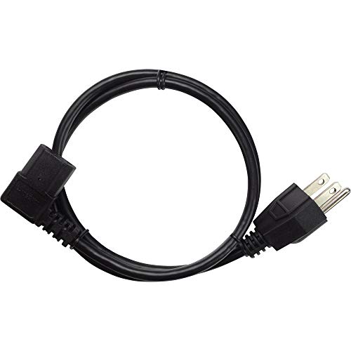 NavePoint UL Listed Right Angle Power Cord Cable 3-Prong (NEMA 5-15P to IEC-320-C13) 3 Ft Black