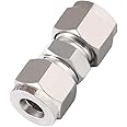 Horiznext 3/8 inch Stainless Steel 304 Compression Fitting for tube, connect air line brass pipe, adapt copper brake hose water fuel system (2 pcs)