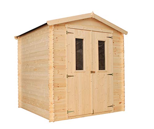 TIMBELA M343C ABRI de Jardin en Bois Exterieur - Cabane de Jardin en Pin/épicéa- H218 x 200 x 200 cm, 3.53 m² - EP. 19 mm