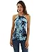 PattyBoutik Women Chain Halter Tie Dye Blouse (Light Blue and Navy Blue 32 Small)