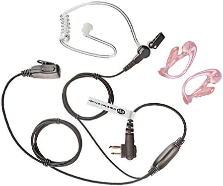 Earpiece Hub COVERT ACOUSTIC TUBE EARPIECE WITH EARMOULDS Compatible with MOTOROLA RADIO (2 PIN) CP040