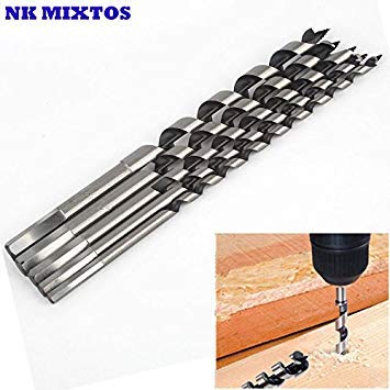 Generic United States : 5pcs Auger Drill Bit Set 230mm Length 6-14mm Cutting Dia Woodworking hex shank Wood Drilling Bits Carpenter High Carbon Steel