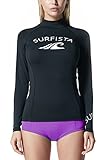 TM-WT71-BLKZ_Medium Tesla Surfista Women's UPF 50+ Long Sleeve Athletic Rashguard WT71