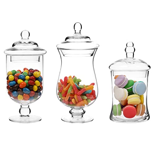 MyGift Clear Glass Apothecary Jars with Lid, Decorative Footed Vase