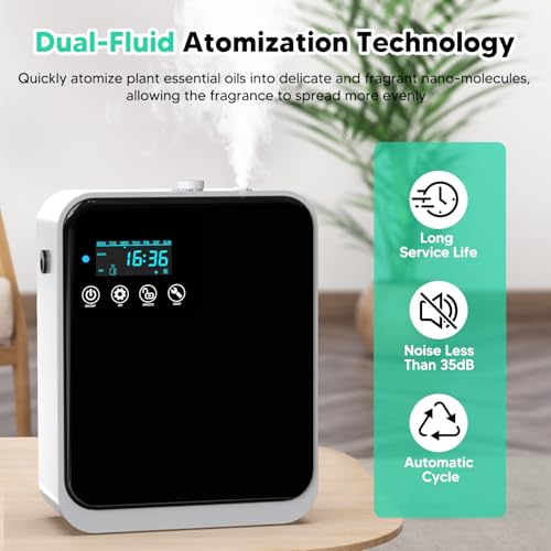 Waterless Essential Oil Diffuser, ShinePick Essential Oil Diffuser with Smart App, Large Capacity 240 ml Covers 1500 sq.ft. Suitable for Homes, Bedrooms, Offices, Spas, Hotels