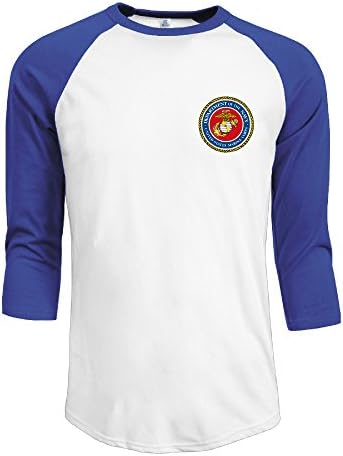 MRNG Men's USMC Marine Corps Logo 3/4 Sleeves Baseball T-shirt RoyalBlue M