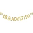 Funny 18th Birthday Banner - '18 & Adultish' Rose Gold Glitter Party Decor - DIY Welcome To Adulting Kit