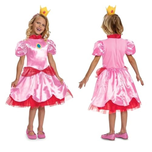 Super Mario Bros. Princess Peach-kinderkostuum, officieel gelicentieerd door Disguise, comfortabele pasvorm en gedetailleerd ontwerp, M 7 tot 8