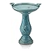 Alpine Corporation TLR102TUR Antique Turquoise Ceramic Birdbath with Birds, 24 Inch Tall, 24" primary