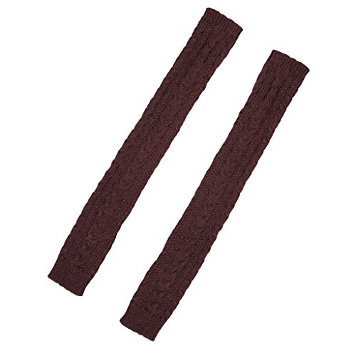 Womens Fingerless Thumb Hole Stretch Long Gloves 2016 New Design (Coffee)