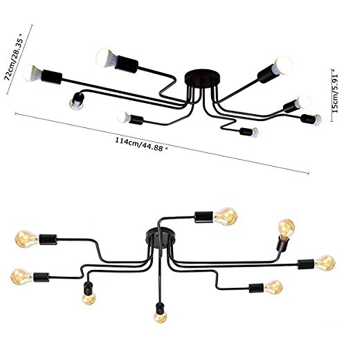 Lingkai Industrial Ceiling Light Vintage Chandelier Metal Pendant Light Creative Retro 8-Light Chandelier Lighting Fixture