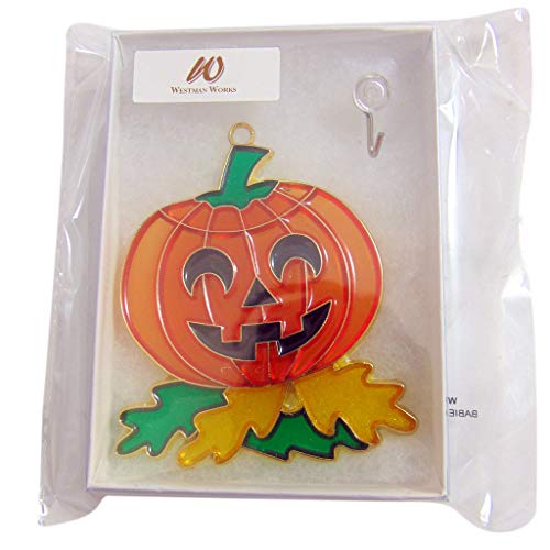 Westman Works Jack-o-Lantern Autumn Halloween Suncatcher Fall Window Ornament Decoration with Suction Cup Gift Boxed, 4 Inch