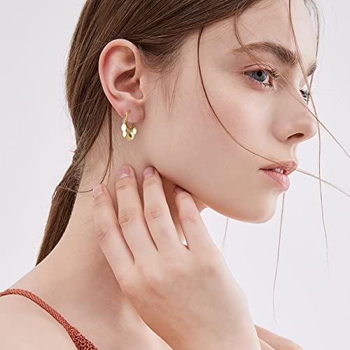 UHIBROS Gold Huggie Hoop Earrings for Women, 14K Gold Plated Earrings Round Wafers Dangle Hoop Earrings Tassel Earrings Dainty Hypoallergenic Jewelry Gift for Women Girls