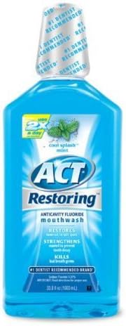 ACT Restoring Mouthwash, Cool Splash Mint , 33.8-Ounce Bottles (Pack of 3) by Act Mouthwash