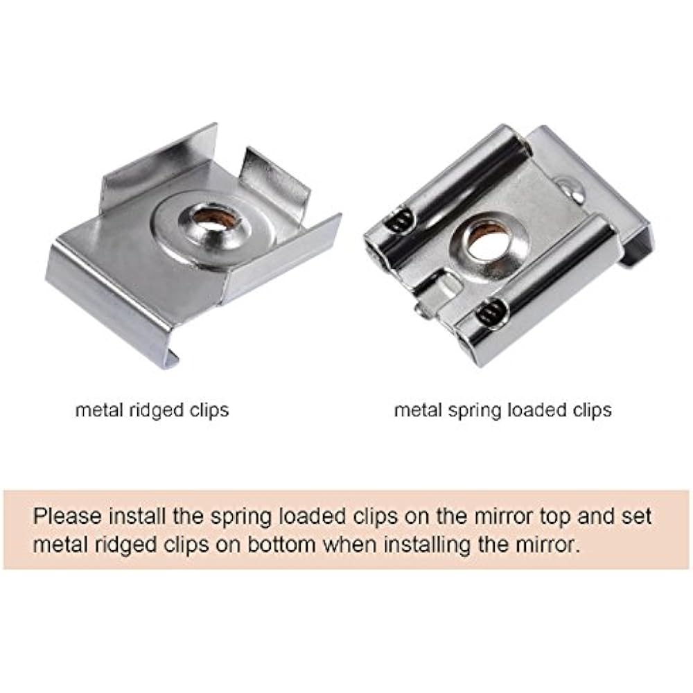 Shappy 2 Sets (8 Pieces) Spring Loaded Mirror Hanger Clips Unframed