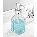 mDesign Square Glass Refillable Liquid Soap Dispenser Pump Bottle for Bathroom Vanity Countertop, Kitchen Sink - Holds Hand Soap, Dish Soap, Hand Sanitizer, Essential Oils - 2 Pack - Clear/Chrome