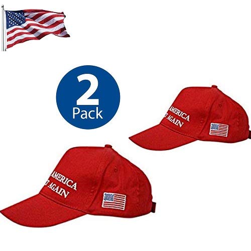 Make America Great Again Hat, Donald Trump USA MAGA Cap Adjustable Baseball Hat (Red [2 Pack])