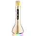 VERKB Rainbow Mic, Wireless Microphone Karaoke(3rd Generation), 3-in-1 Bluetooth Karaoke Machine KTV for Apple iPhone Android Smartphone and Pc(Light Gold)