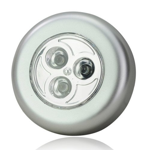 Tiny Deal Battery Powered Round White 3 Leds Stick Tap Touch Lamp Night Light