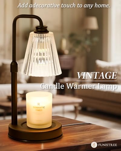 Funistree Height Adjustable Candle Warmer Lamp with Dimmer & Timer, Black Candle Melter Heater with 2 Bulbs, Home Decor, Birthday Gifts for Women, Compatible with Yankee Large Jars