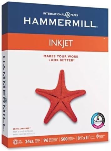 Hammermill - Inkjet Paper, 24lb, 96 Bright,8-1/2 x 11" 500 Sheets/Ream