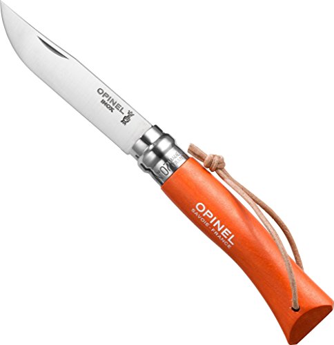 Opinel Trekking NÂ°07 Tangerine with Leather Lace