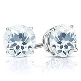 0.90 Ct Round 5mm Sky Blue Aquamarine 925 Sterling Silver Women's Stud Earrings