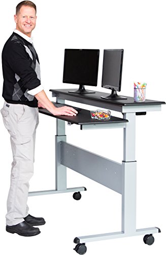 60" Split Top Electric Stand Up Desk (Black Shelves)