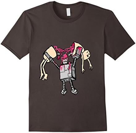 Mens Gory Killer Robot T-Shirt XL Asphalt