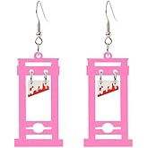 Handmade Guillotine Knife Dangle Earrings for Women Girls Punk Knife Horror Halloween Earrings Acrylic Unique Guillotine Earrings Halloween Party Jewelry