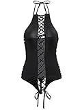 BeLuring Womens Sexy Teddy Lace-up Ribbon Halter Lingerie One Piece Bodysuit