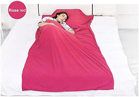 Luxanna Sleeping Bag Liner，Lightweight Camping Sleeping Sack with Pillowcase Liner，For Travel, Business Trip, Youth Hostels, Picnic, Planes and Trains(Rose Red)