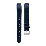 For Fitbit Alta / Alta HR Bands, KOBWA Soft Leather Metal Buckle Replacement Bracelet Wristband for Fitbit Alta/Alta HR Watch (Black Blue)