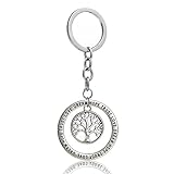 Retro Silver Jewelry Elephant Round Trust Love Hope Dream Pendant Key Chain Ring Family Friend Gift (Tree of life)