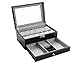 AUTOARK Leather 12 Watch Box with Jewelry Display Drawer Lockable Watch Case Organizer,Black,AW-001