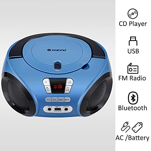 G Keni Portable CD Player Boombox with FM Radio/USB/Bluetooth/AUX Input