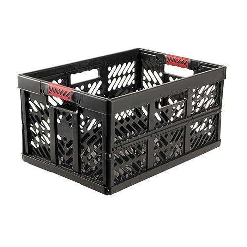 keeeper 4x Stabile Profi-Klappboxen, Polypropylen, mit Soft-Touch Griffen, 54 x 37 x 28 cm, 45 l, Ben, Graphit-Grau